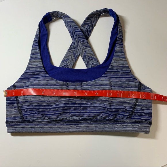 Size 8 Lululemon blue pattern thick straps X back all sport sports bra - Picture 2 of 15